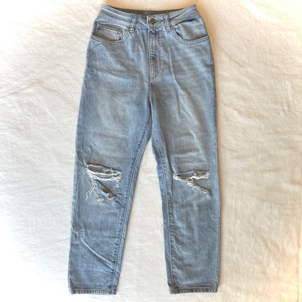 DL1961 Susie Distressed Jeans, High-Waisted, Ripped Mom Dad Jeans, Sz 25